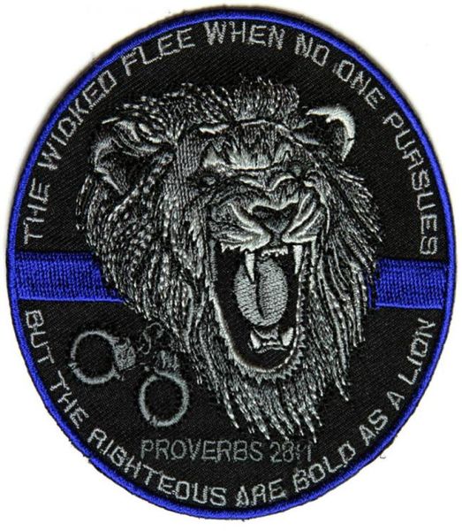 

the righteous are bold as a lion patch for law enforcement real man chest jacket iron on patch 9245675, Black