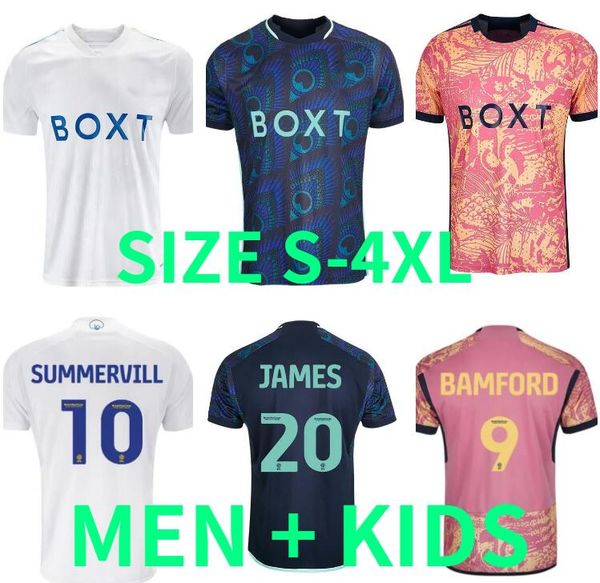 

23 24 bamford rodrigo soccer jerseys 2023 2024 adams aaronson harrison sinisterra james kids kit football shirt fans player home away, Black;yellow