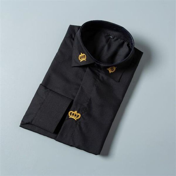 

classic dress shirts single-breasted long sleeve casual men clothing harajuku shirt slim fashion business tshirts #7005261j, White;black