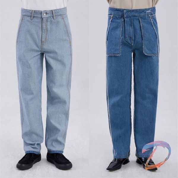 

men's jeans adererror embroidery tassels both positive and negative oversize women's fashion pants274a, Blue