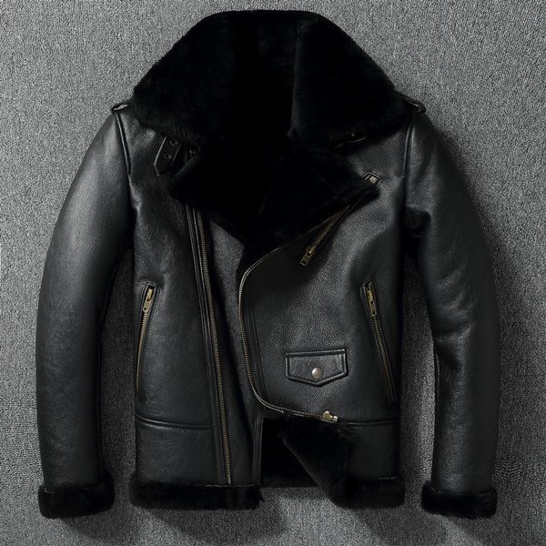 

men's jackets thick wool warm coat diagonal zip fur collar men's leather jacket black winter coat european size 230811, Black;brown