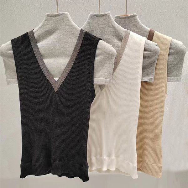 

women's sweaters naizaiga 70 superfine merino wool 30 silk vneck beading solid black white apricot sleeveles vest pullovers qwx278 2308, White;black