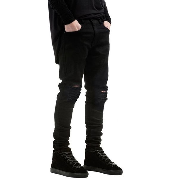 

new 2018 casual men hole slim jeans fashion men jeans258o, Blue