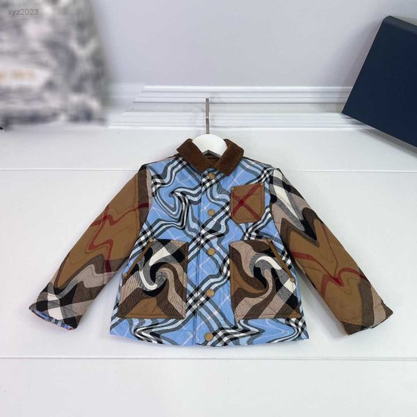 

23ss designer kids coats winter cotton clothes long sleeved child jacket size 100-160 cm fashion splicing design baby outwear, Blue;gray