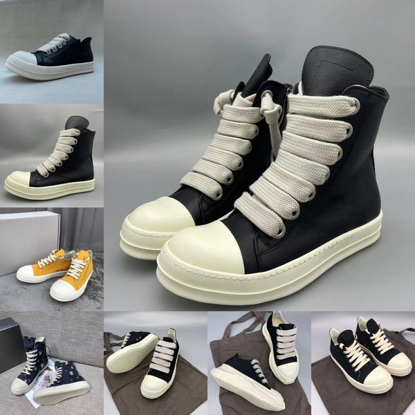 

designer boots women's short boots designer canvas casual rick ownes boots fashion men's sports shoes leather rubber bottom high l, Black