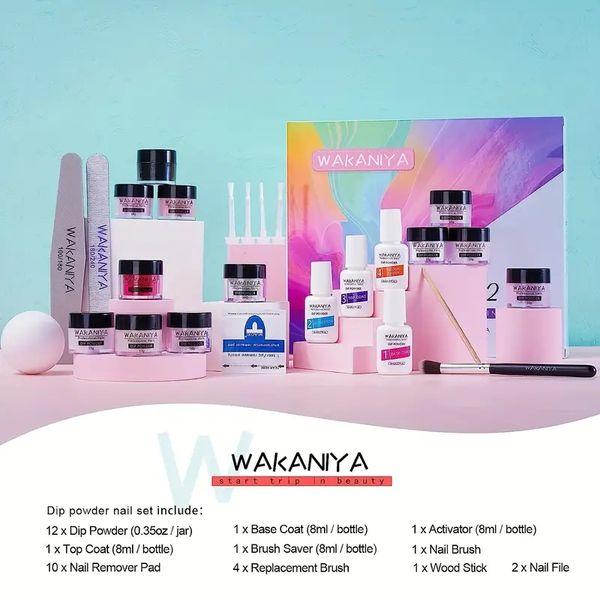 

dip powder nail kit -12 colors dip manicure kit pure and glitter dipping powder set with base coat for professionals beginners gorgeous spri