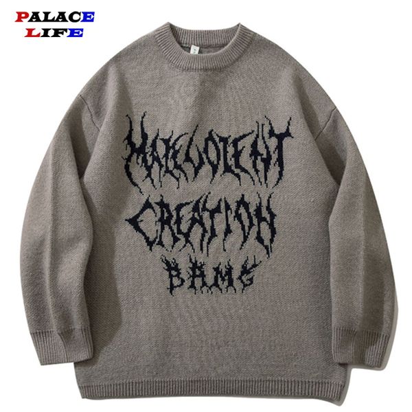 

mens sweaters men hip hop knitted jumper graffiti print streetwear harajuku autumn korean loose oversized casual couple pullovers 230811, White;black