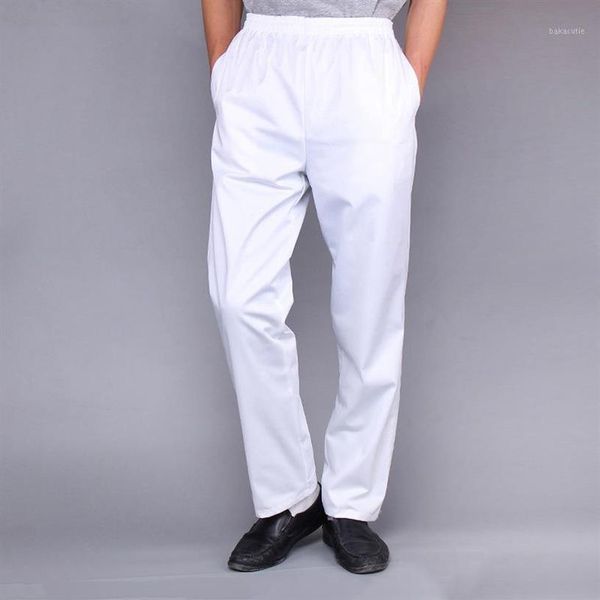 

chef pants mens fasion chef overalls elastic suit pants kitchen cooking coffee shop1227p, White;black