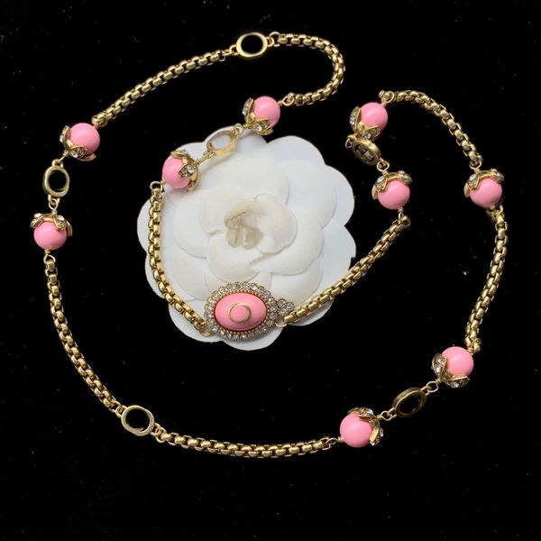 

snake bone brass chain design necklaces pink blue white enamel micro inlays double letter sweater chain long necklace women rhinestone penda, Silver