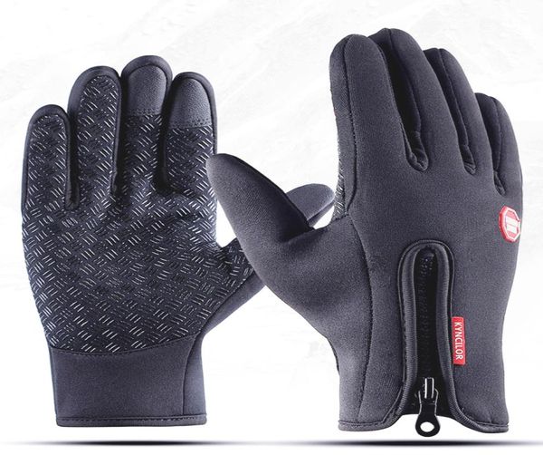 

windproof waterproof warm winter gloves for skiining cycling outdoor activities fingertips with conductive fabric operate touch sn phone4399, Black