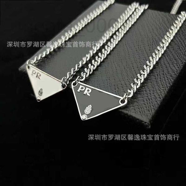 

strands, strings designer new letter triangle necklace men's and women's black white personalized fashion neckchain p versatile ac
