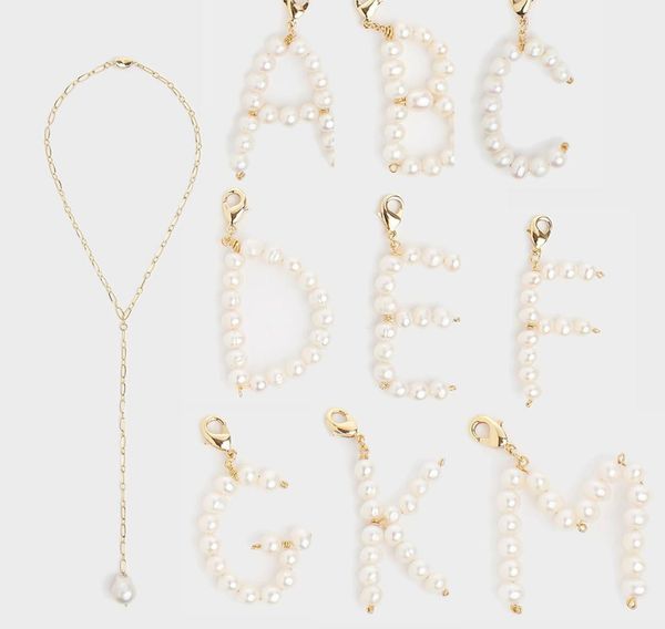 

freshwater pearl initial jewelry name diy custom english alphabet letter pendant charms necklace for women j1906152519850, Silver
