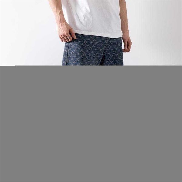 

men's jeans american retro jacquard summer thin street ruffian handsome loose leg pants straight tube drop feeling mop277x, Blue