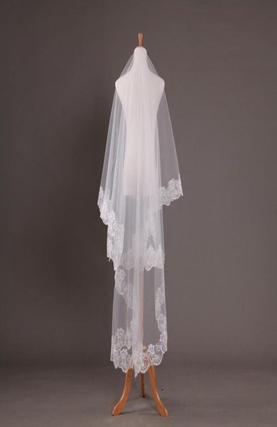 

lace wedding veil cathedral accessories about 3 m long voile mariage cotton simple vail bride veils7478011, Black