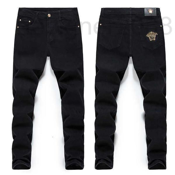 

men's jeans designer thickened stretch mens jeans medusa embroidered fashion trousers all-match slim sports pants oversized u267v, Blue