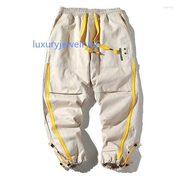 

men's pants 2023 spring and autumn ins trend multi-pocket casual large loose leggings overalls fashion versatile, Black