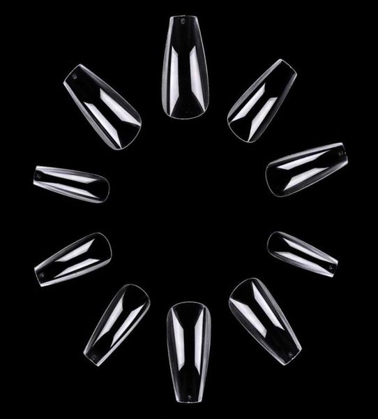 

makartt 500pcs short ballerina false nails tips coffin nails clear full cover ballet acrylic fake 10 sizes a05342367021, Red;gold