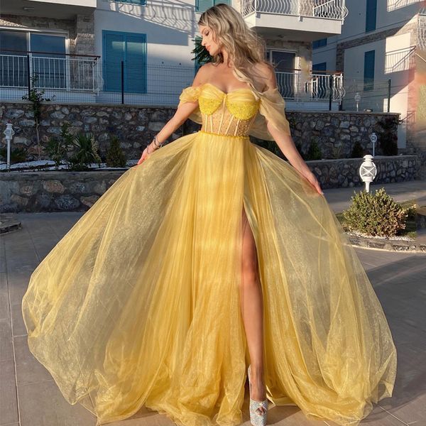 

beaded exposed boning prom dresses off the shoulder side split long cocktail party dress illusion bohemian vestidos de fiesta, Black