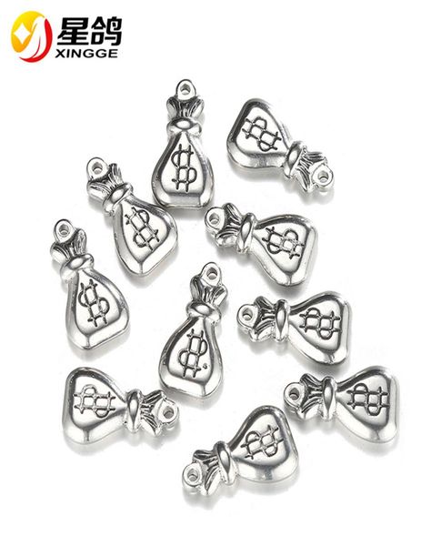 

1020mm stainless steel dollar charm silvergold tone money bag pendant for jewelry making diy findings whole7266176, Bronze;silver