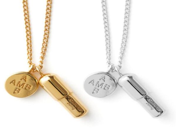 

ambush capsule pill 925 pure silver necklace gold pendant male and female net red tide jewelry original gift box8815826