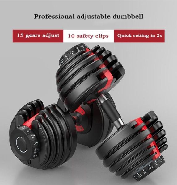 

gym 24kg 525lb adjustable dumbbell set 16 gears fast adjust automatic steel dumbbells4989618