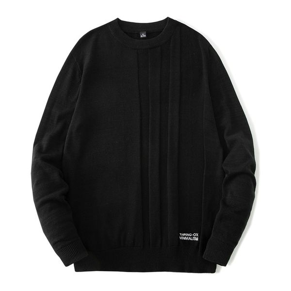 

mens sweaters autumn and winter sweater hong kong style loose solid round neck pullover harajuku 230811, White;black