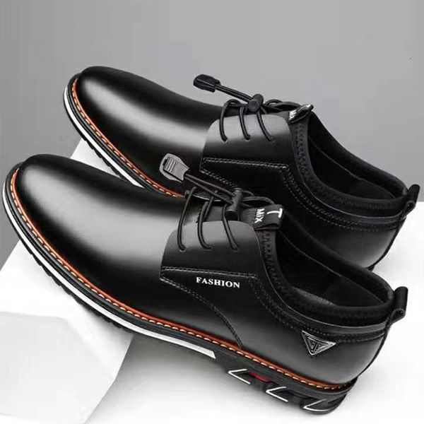 

dress shoes british casual single shoes leather shoes formal shoes men shoes leather cowhide leather shoes men comfortable low-230811, Black