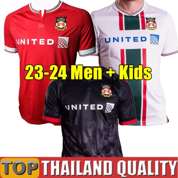 

23 24 wrexham soccer jerseys 2023 2024 s. boden f. takyi p. rutherford s. wedgbury allsopp billy ashcroft football shirt men kids kits full, Black;yellow
