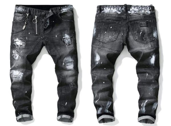 

2021 mens jeans hip hop stylist distressed ripped biker jean slim fit motorcycle brand luxury fashion men pants9303071, Blue