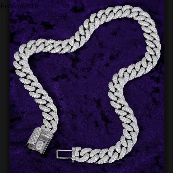 

fashion jewelry iced out d color vvs moissanite sier necklace cuban link chain with gra certificate, Silver