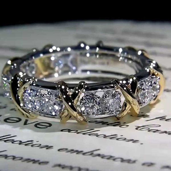 

jewelry ring copper gilded color separation set zircon fashion luxury, Silver