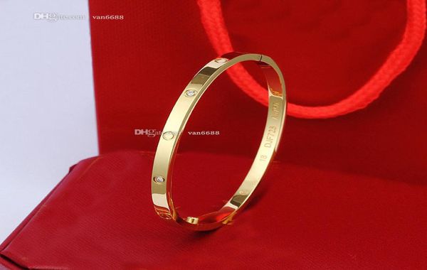 

designer women men bracelet c bangle diamond love screw party wedding couple gift fashion luxury jewelry3219682, Black