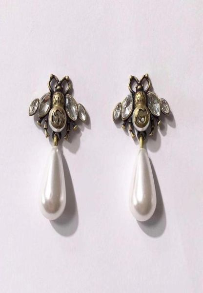 

fashion brand jewelry pearl wing bee stud earrings pearl stud earrings brass vintage designer earrings 2020 designer 2446793, Golden