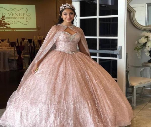 

unique design big shawl rose gold quinceanera prom dresses 2022 bling sequined sweetheart ruched new evening 15 party vestidos 15 2146007, Blue;red