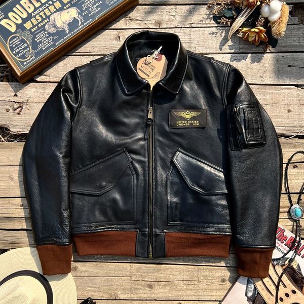 

men's jackets vegetable tanned sheepskin lapel short 45p jacket military style men's leather jacket 230811, Black;brown