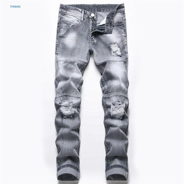 

men's jeans light grey with holes for men216s, Blue