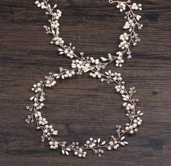 

rose gold bridal headpieces for wedding bridesmaid handmade rhinestone pearls hairband headband 100 cm hair accessories fascinator9078072, Silver