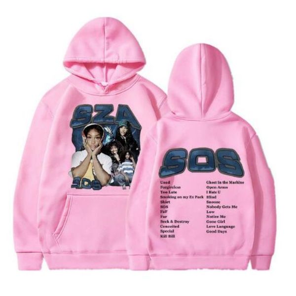 

singer sza music album sos funny hoodie hip hop graphic sweatshirt harajuku tracksui poleron hombre streetwear oversized clothes, Black