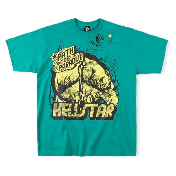 

hip hop tee mens t shirts vintage green printed shirt street fit shorts sleeve clothes us size 23fw, Black;brown