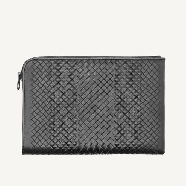 

genuine leather men's business clutch bag fashion designer file bag 14 inch computer bag hand woven minimalist casual business style 20
