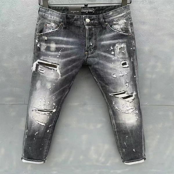 

dsq phantom turtle men's jeans classic fashion man jeans hip hop rock moto mens casual design ripped jeans distressed skinny 3028, Blue