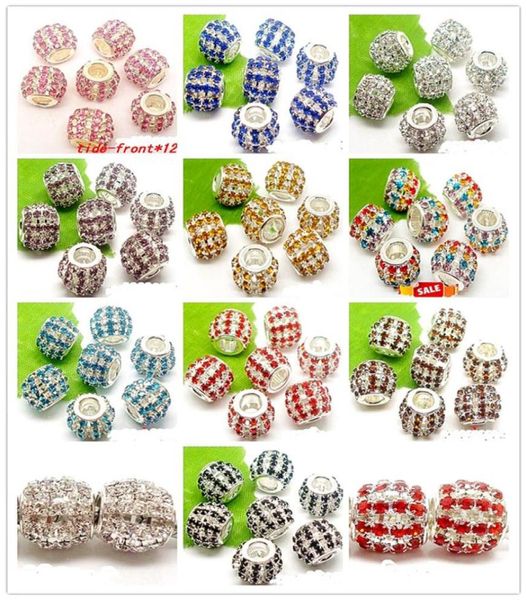 

50pcslot fashion hollow silver plated mixed rhinestone metal beads for jewelry making diy beads for bracelet whole in bulk lo5875451, Black