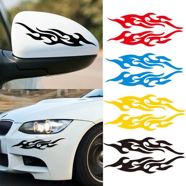 

2 pcs decal fire sticker auto reflective cover scratches flame stickers car styling decals accessories r230812