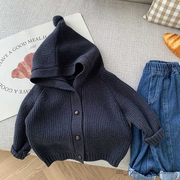 

jackets child sweater overcoat baby hooded knitting shirt new design toddler boys casual solid warm soft simple cardigan r230812, Blue;gray