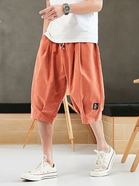 

men's pants plus size summer harem pants men short joggers chinese style calf-length casual baggy pants male capris trousers 8xl 230811, Black