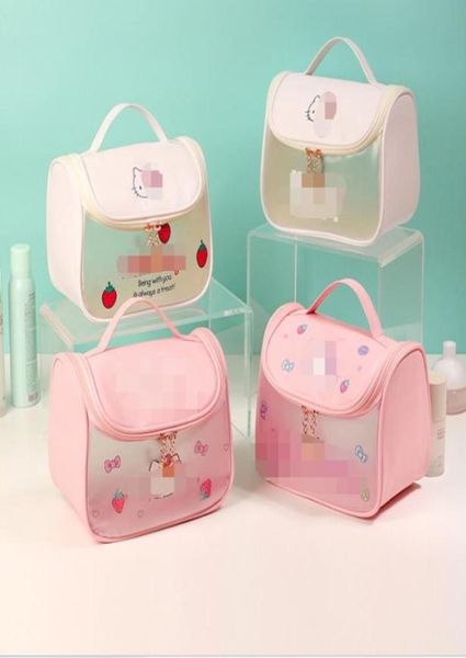 

fashion girls cartton cat with strawberry make up bag princess accessories zipper bags big capacity2345959, Black