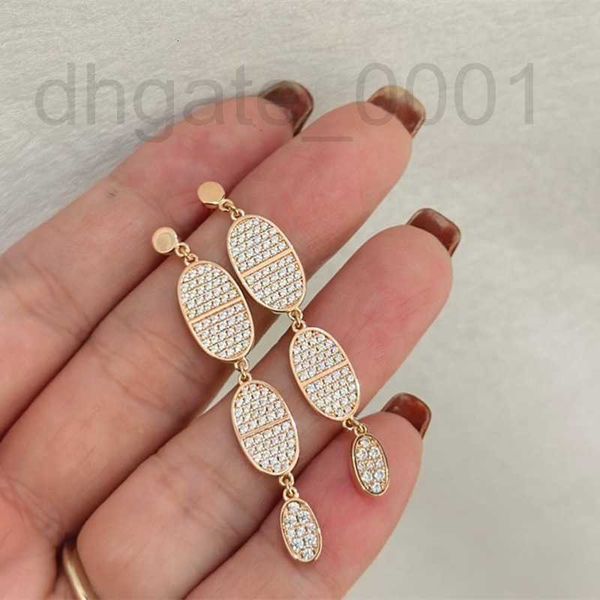 

charm designer s925 silver pig nose full diamond ear studs, female minority design, exquisite tassel earrings, new trendy and premium earrin, Golden