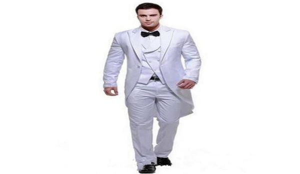 

white wedding tailcoats groomsmen tuxedos custom made three pieces peaked lapel men suit jacketpantvesttie2840892, Black;gray