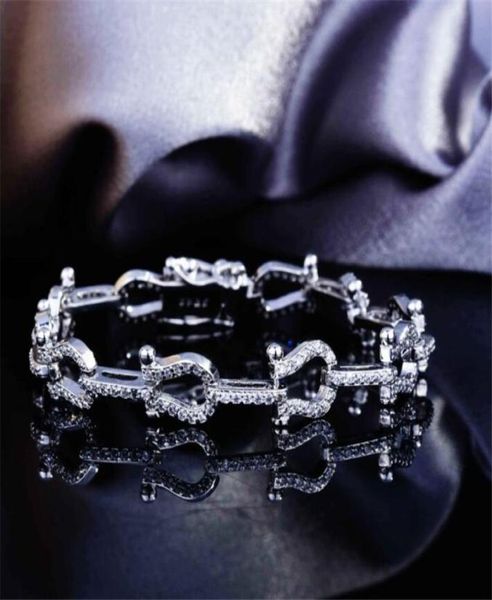 

ins sell wedding bracelet simple fashion jewelry hip hop 925 sterling silver fill pave party white sapphire cz diamond gemston7690282, Golden;silver