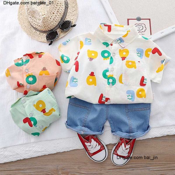 

summer baby clothes suit children boys fashion print shirt shorts 2pcs/sets toddler casual clothing infant kids tracksuits suit sets, White